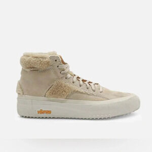! Brandblack Capo  Suede Cream Sherpa High Top Sneakers